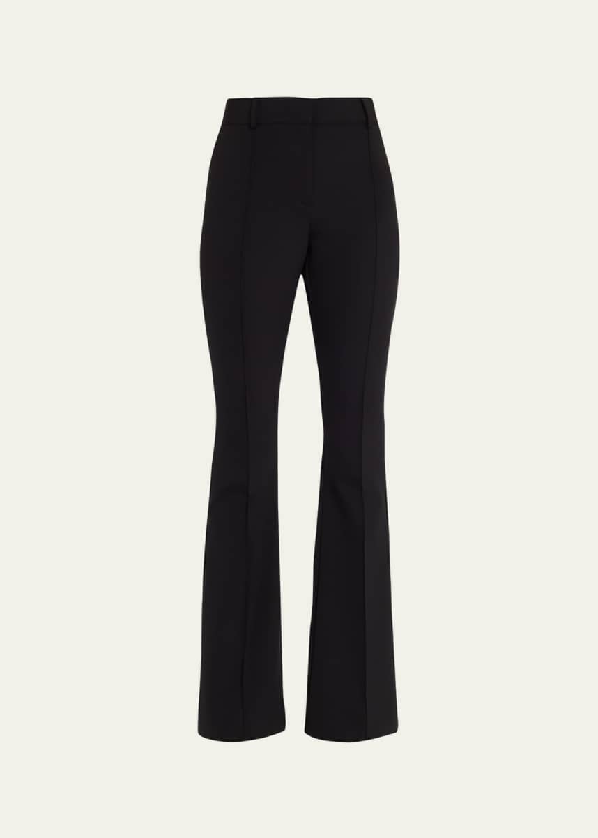 Veronica Beard Hibiscus Pintuck Boot-Cut Pants