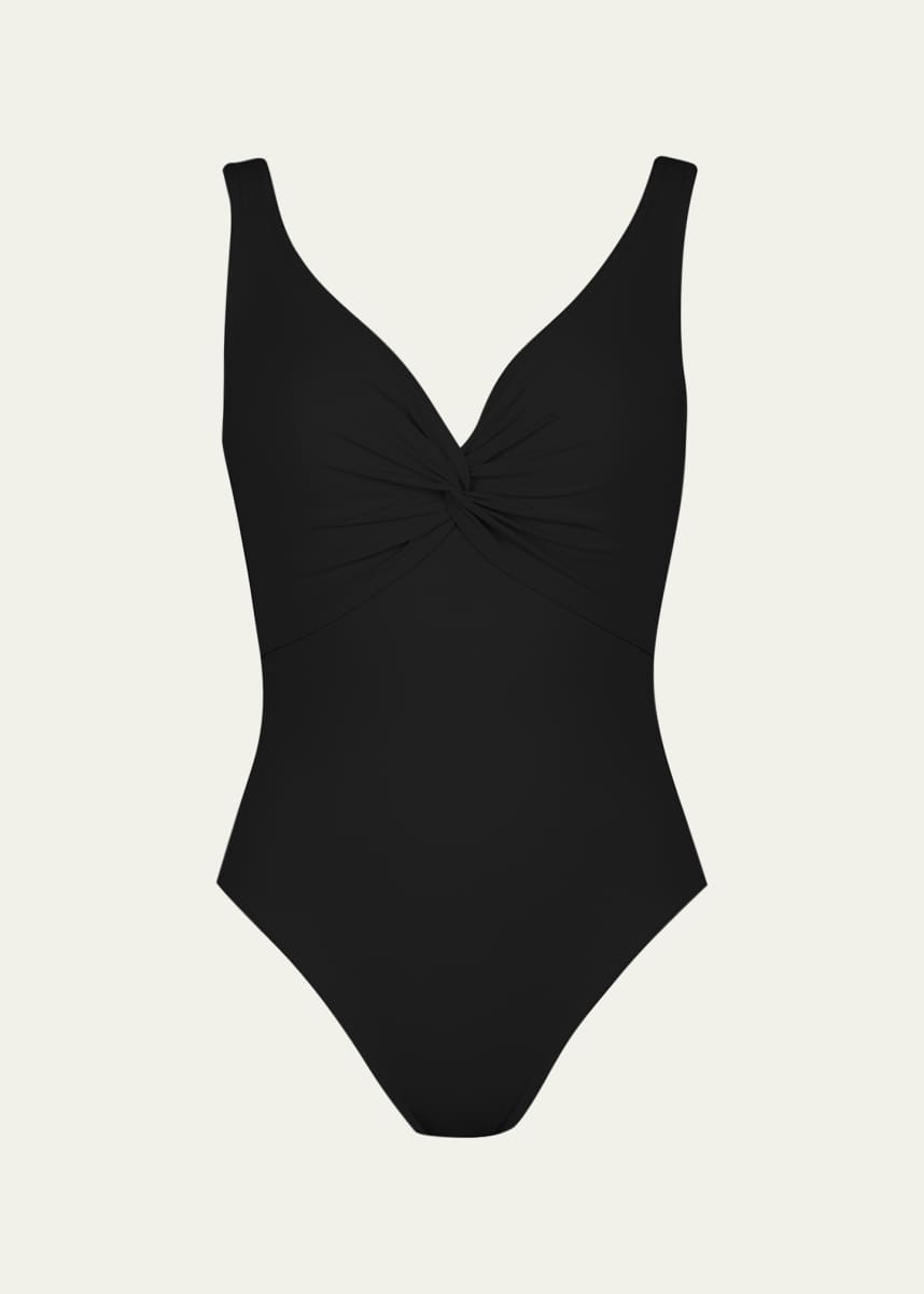Karla Colletto Twist-Front Underwire One-Piece Swimsuit