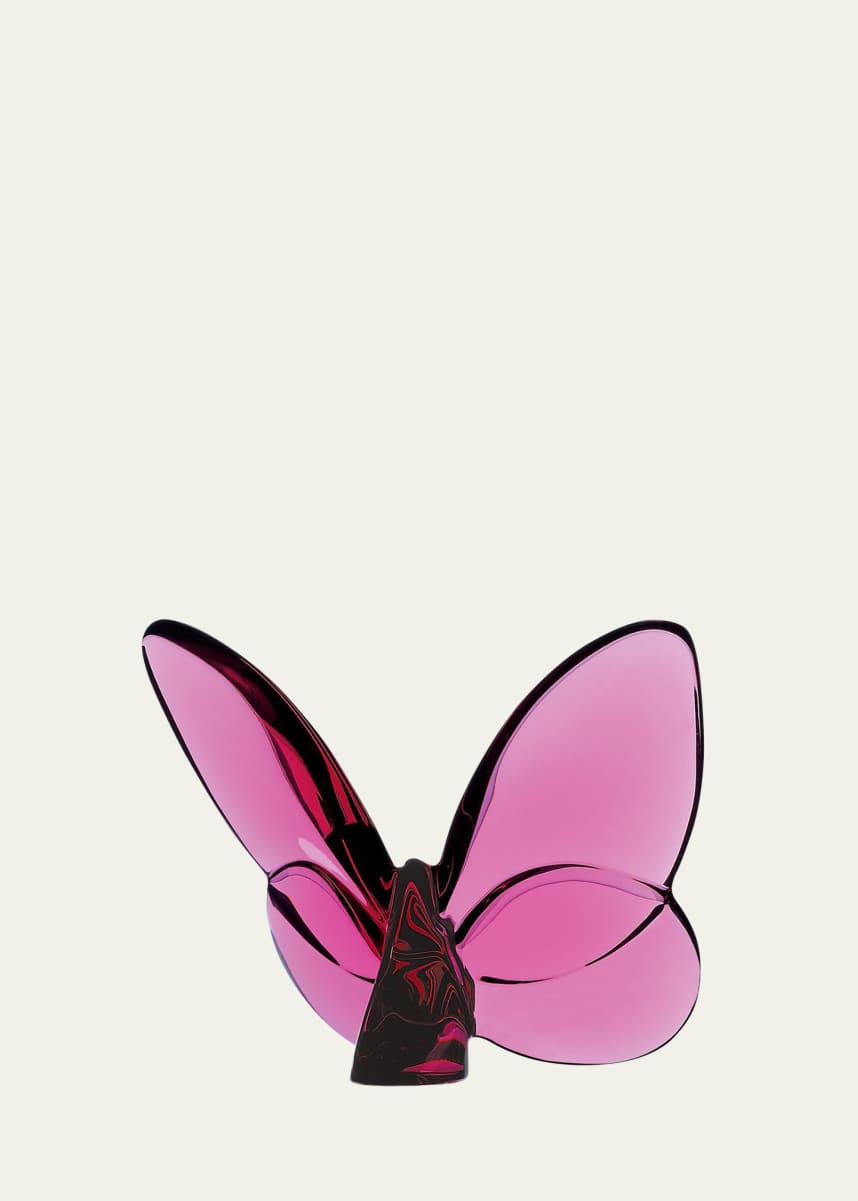 Baccarat 2.5" Lucky Crystal Peony Pink Butterfly