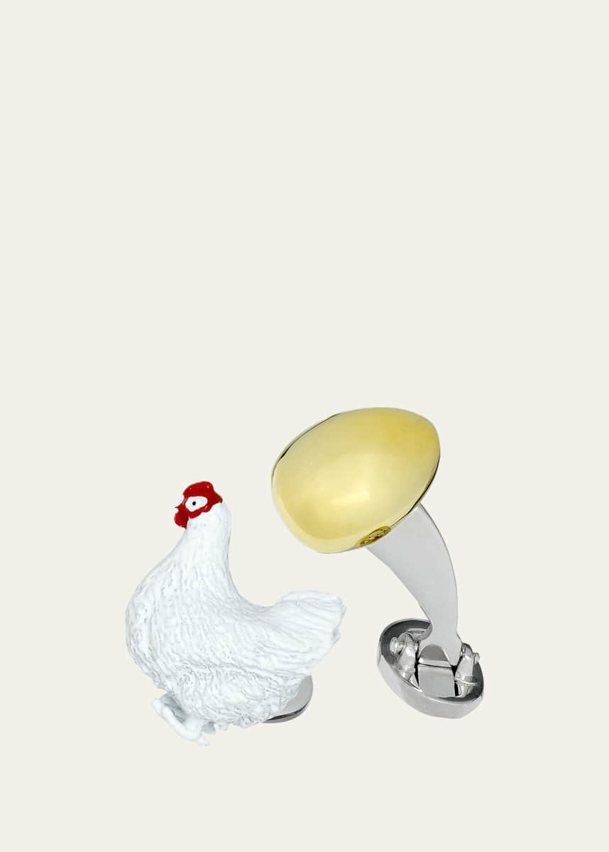 Jan Leslie Men's The Chicken & The Egg Sterling Silver Cufflinks
