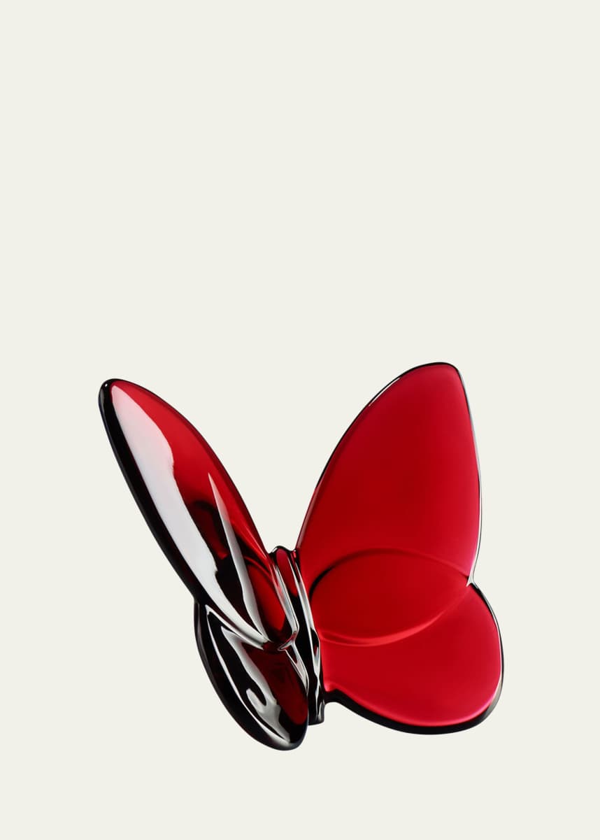Baccarat 2.5" Lucky Crystal Red Butterfly