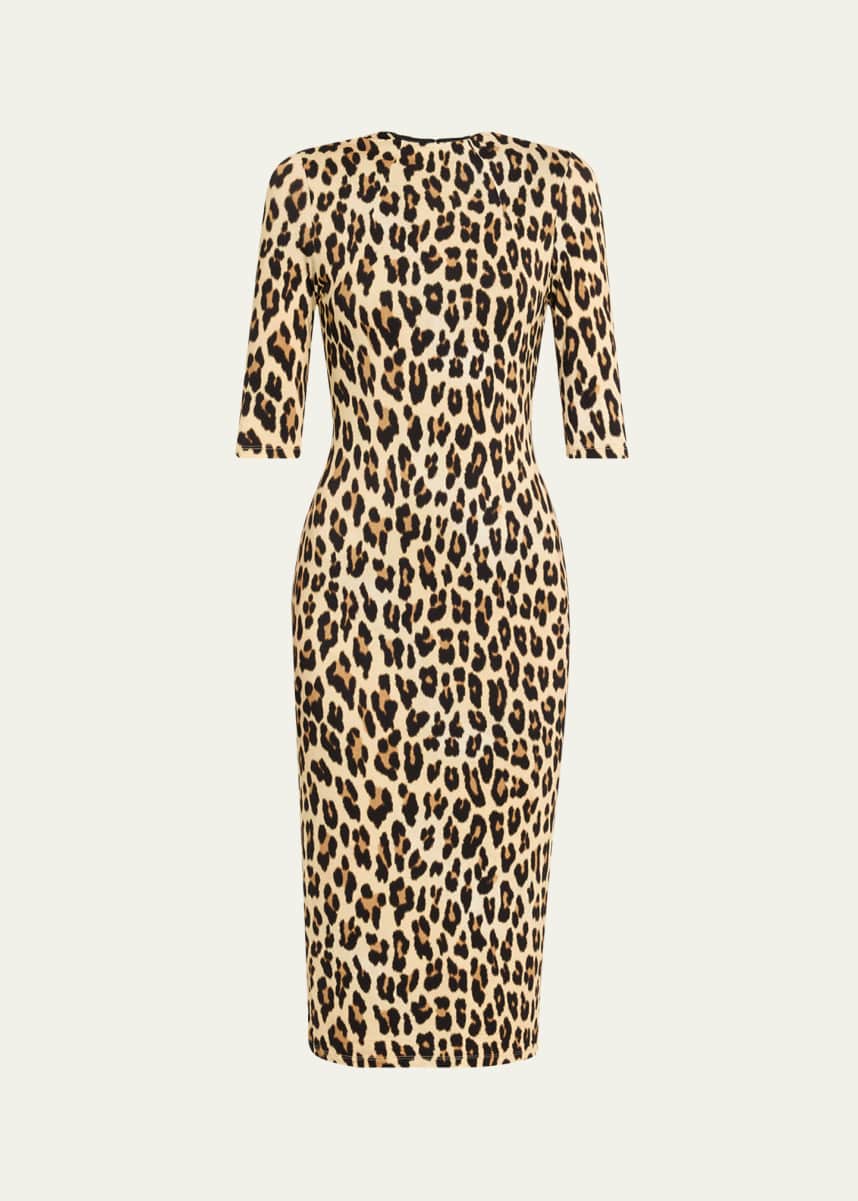Alice + Olivia Delora Fitted Leopard Mock-Neck Dress