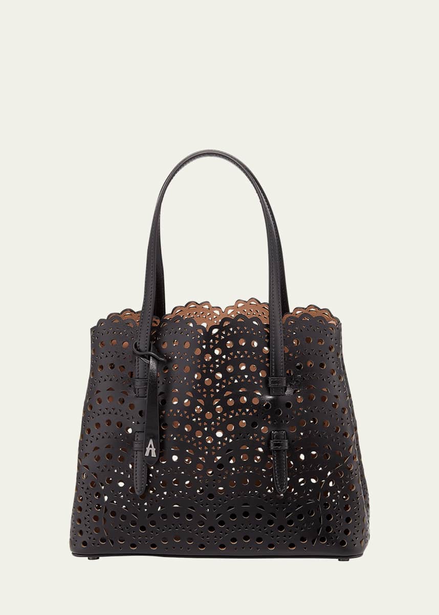 ALAIA Mina 25 Tote Bag in Vienne Wave Perforated Leather