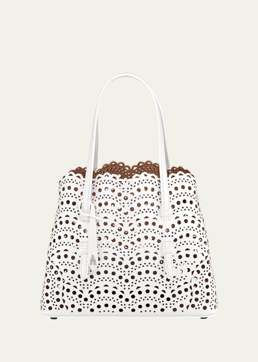 ALAIA Mina 25 Tote Bag in Vienne Wave Perforated Leather