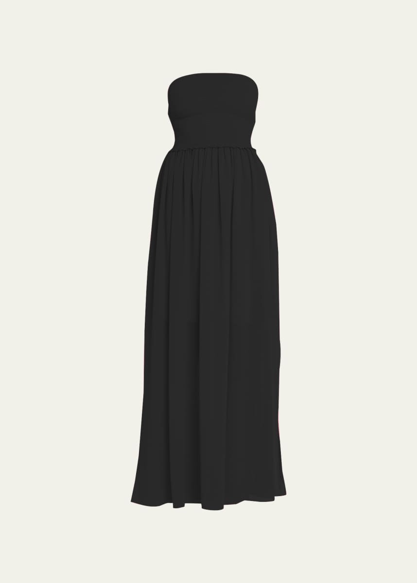 Ramy Brook Calista Smocked Strapless Side-Split Coverup Dress