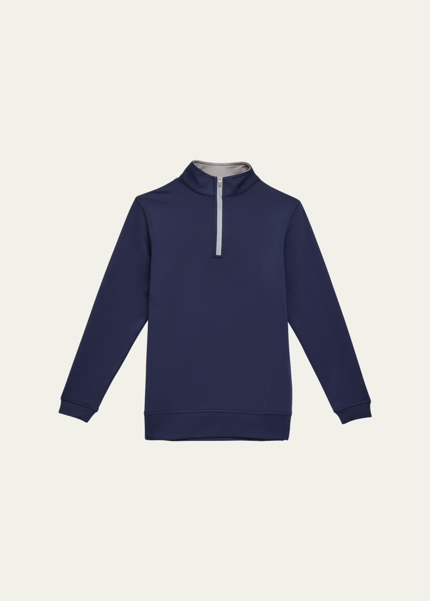 Peter Millar Stretch Terry Quarter Zip Popover, Youth