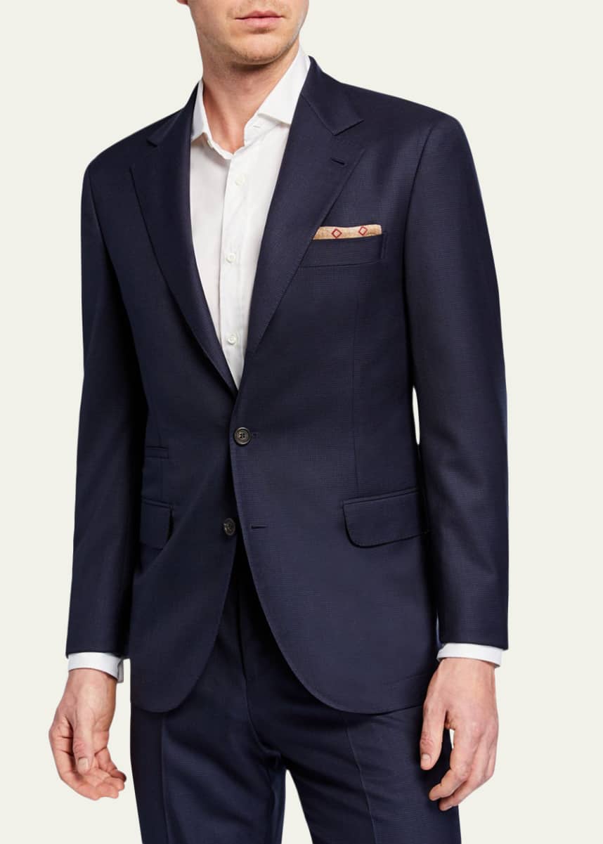 Brunello Cucinelli Men's Two-Piece Pied-de-Poule Super 120s Wool Suit