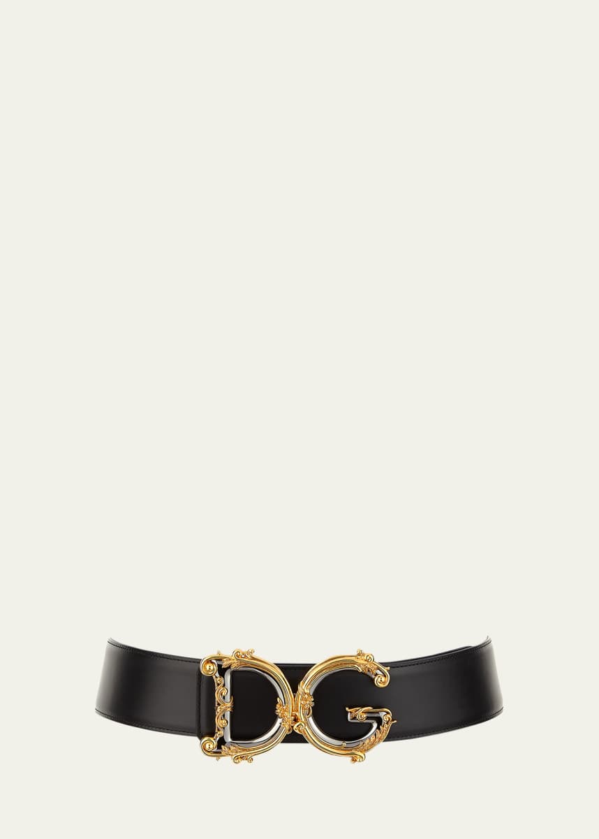 Dolce&Gabbana Baroque Logo Leather Belt