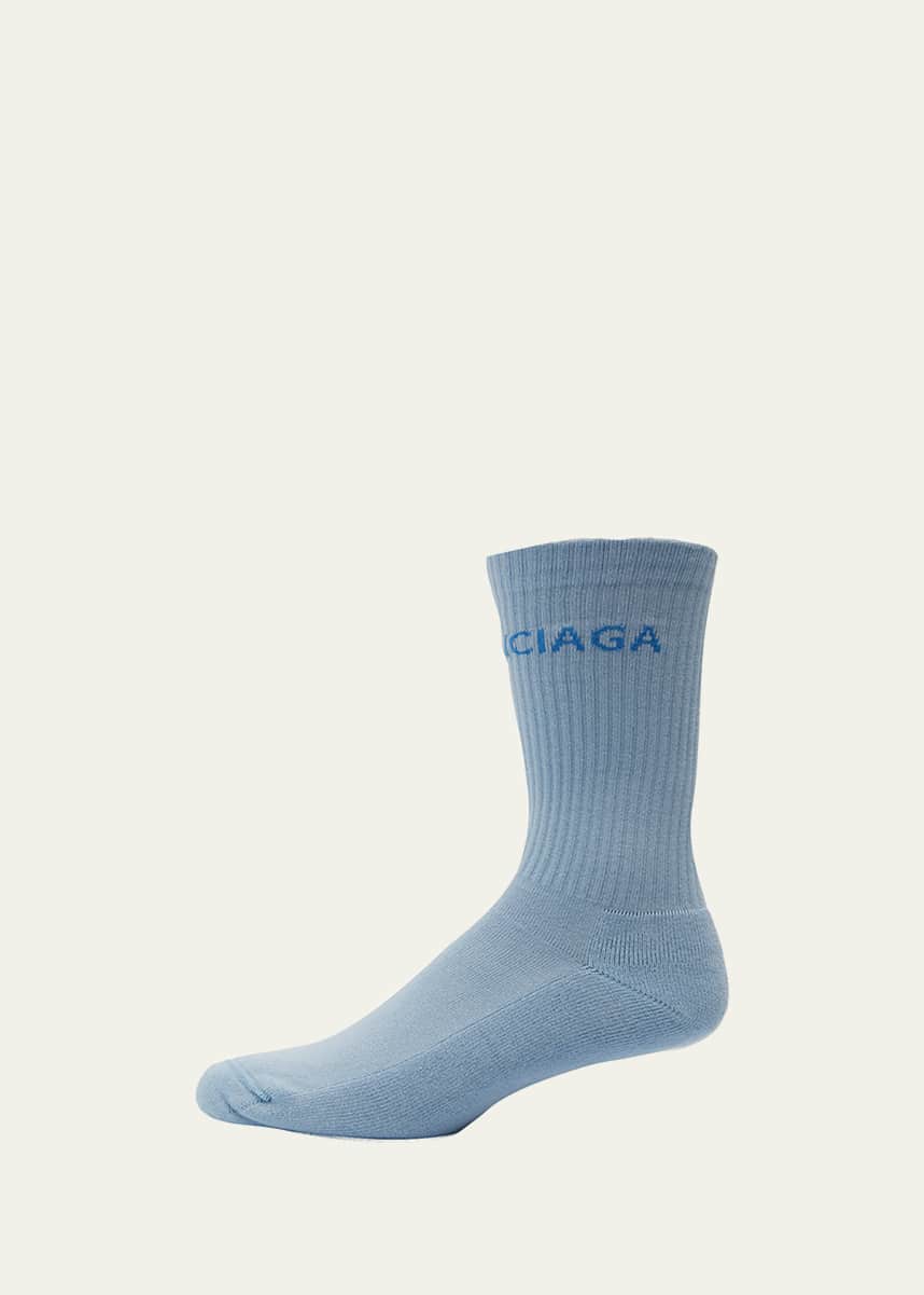 Balenciaga Men's Logo-Knit Tennis Socks