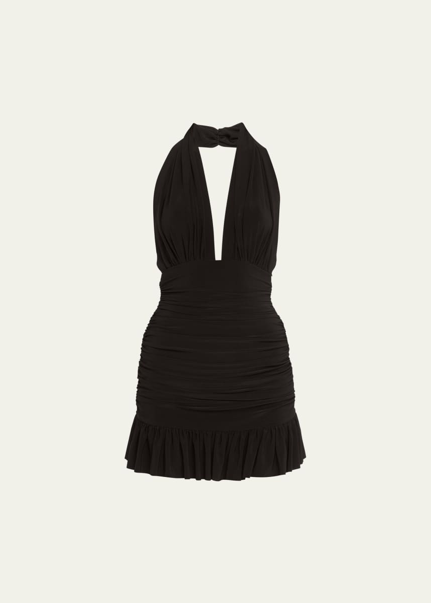 Norma Kamali Ruffle Halter Mio One-Piece Swimdress
