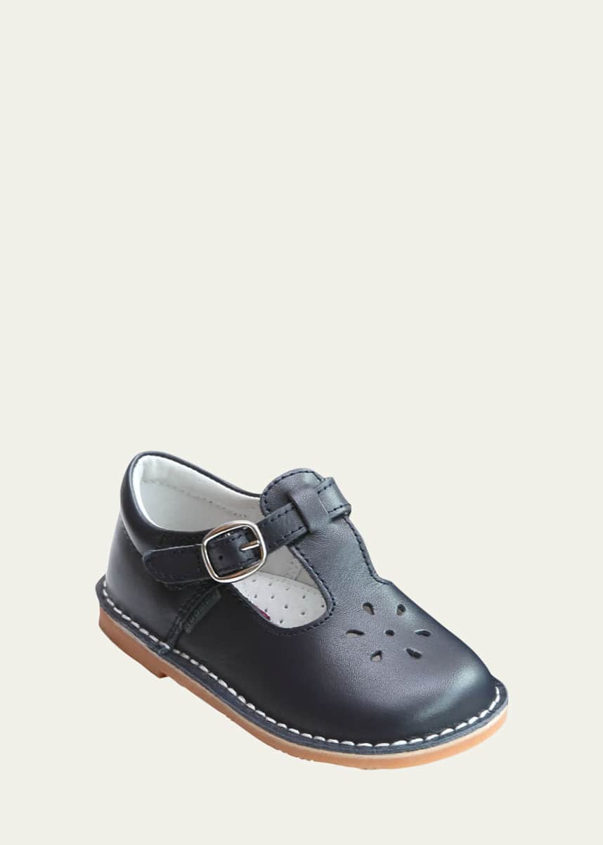 L'Amour Shoes Girl's Joy Leather Cutout T-Strap Mary Jane, Baby/Toddler/Kids