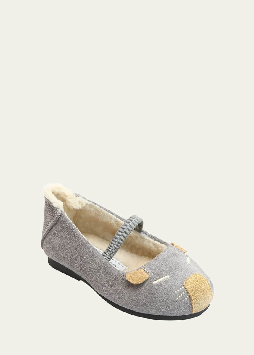 L'Amour Shoes Mousie Embroidered Suede Flats, Baby/Toddler/Kids