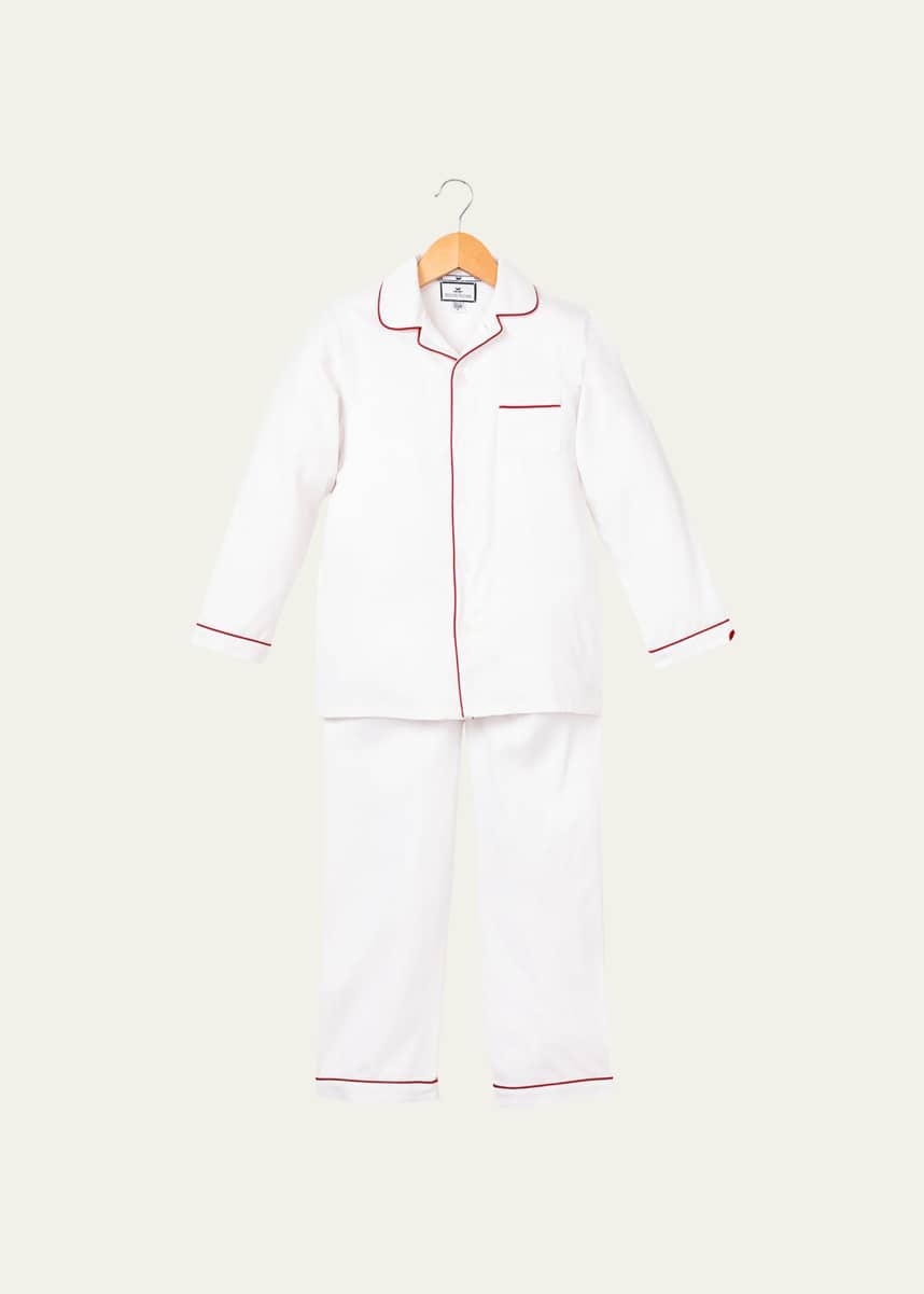 Petite Plume Solid Pajama Set w/ Contrast Piping, Size 6M-14