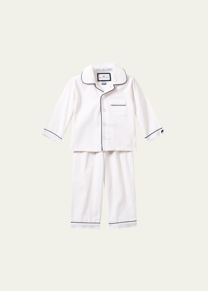 Petite Plume Solid Pajama Set w/ Contrast Piping, Size 6M-14