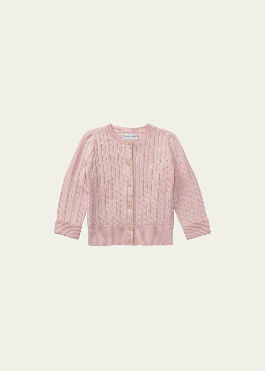 Ralph Lauren Childrenswear Cable Knit Cotton Cardigan, Size 3-12 Months