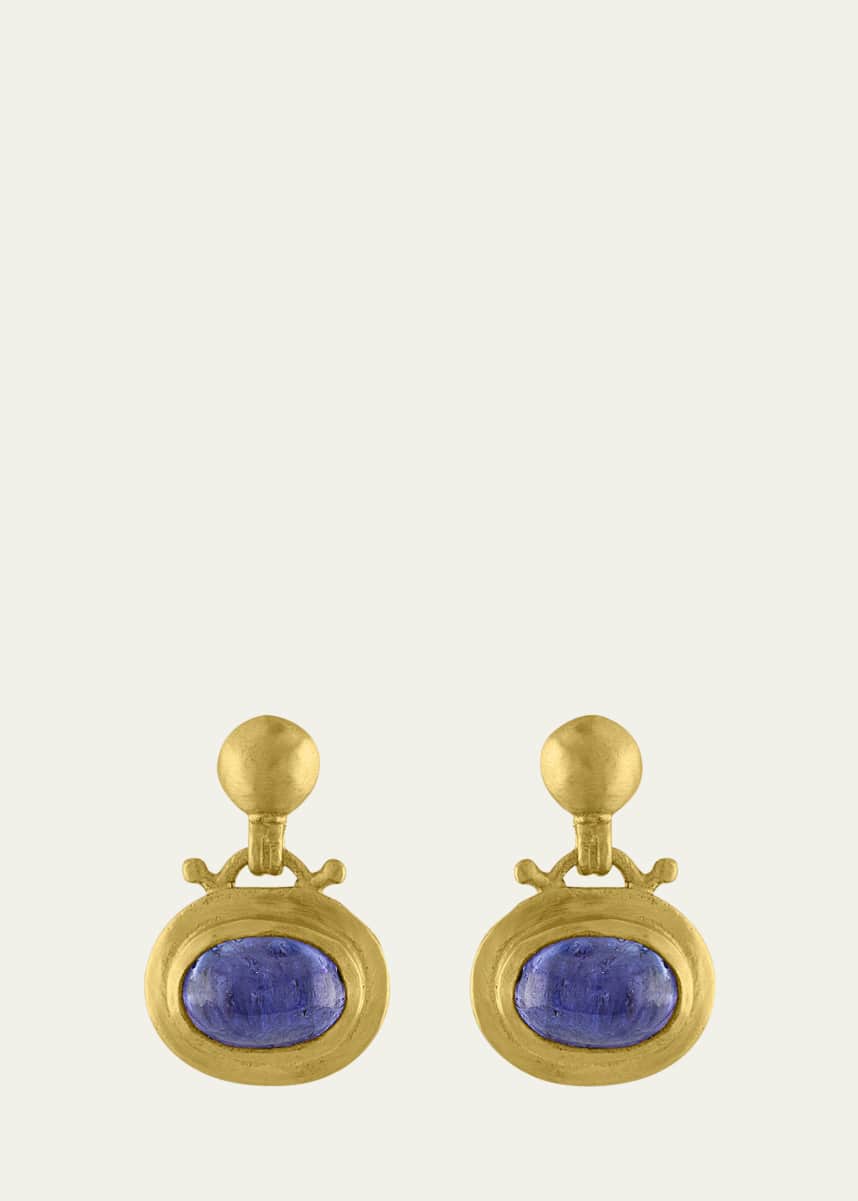 Prounis Jewelry Tanzanite Bell Earrings Small 22K Gold 2 ct.