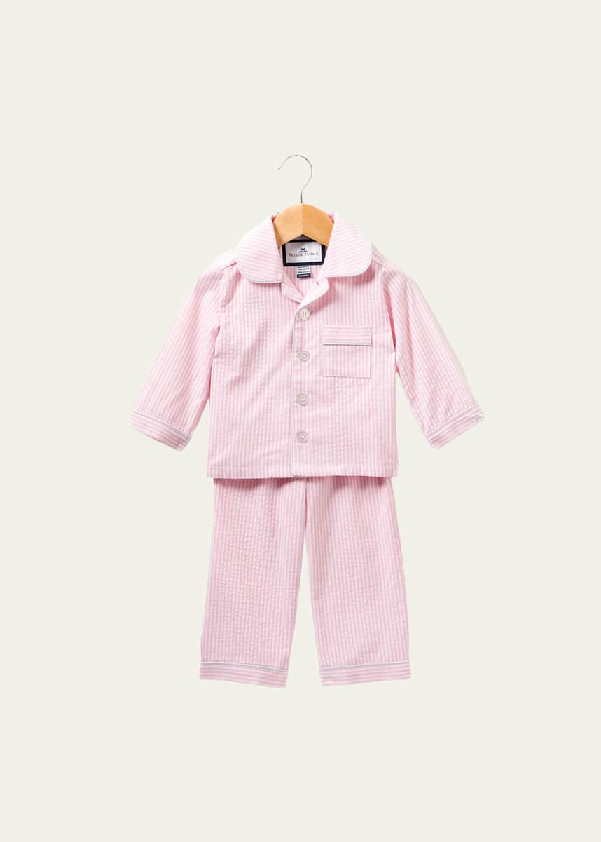 Petite Plume Kid's Stripe Seersucker Pajama Set, Size 6M-14