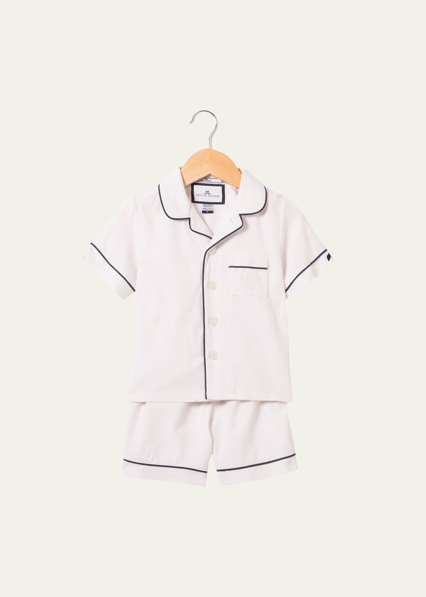 Petite Plume Kid's Classic Pajama Set w/ Contrast Piping, Size 6M-14