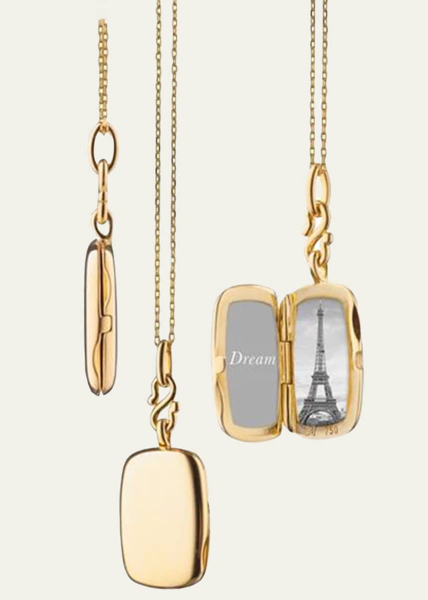 Monica Rich Kosann 18K Yellow Gold Slim Britt Rectangle Locket Necklace