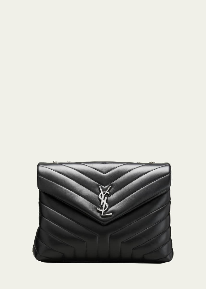 Saint Laurent Black Ysl Pebbled Grained Leather Studded Buckle 44