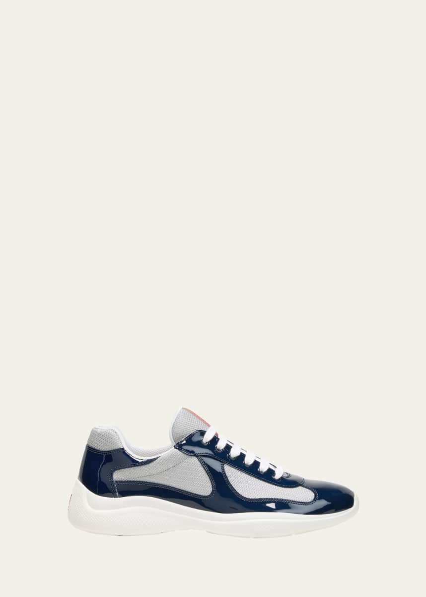 Prada Men's America's Cup Patent Leather Patchwork Sneakers