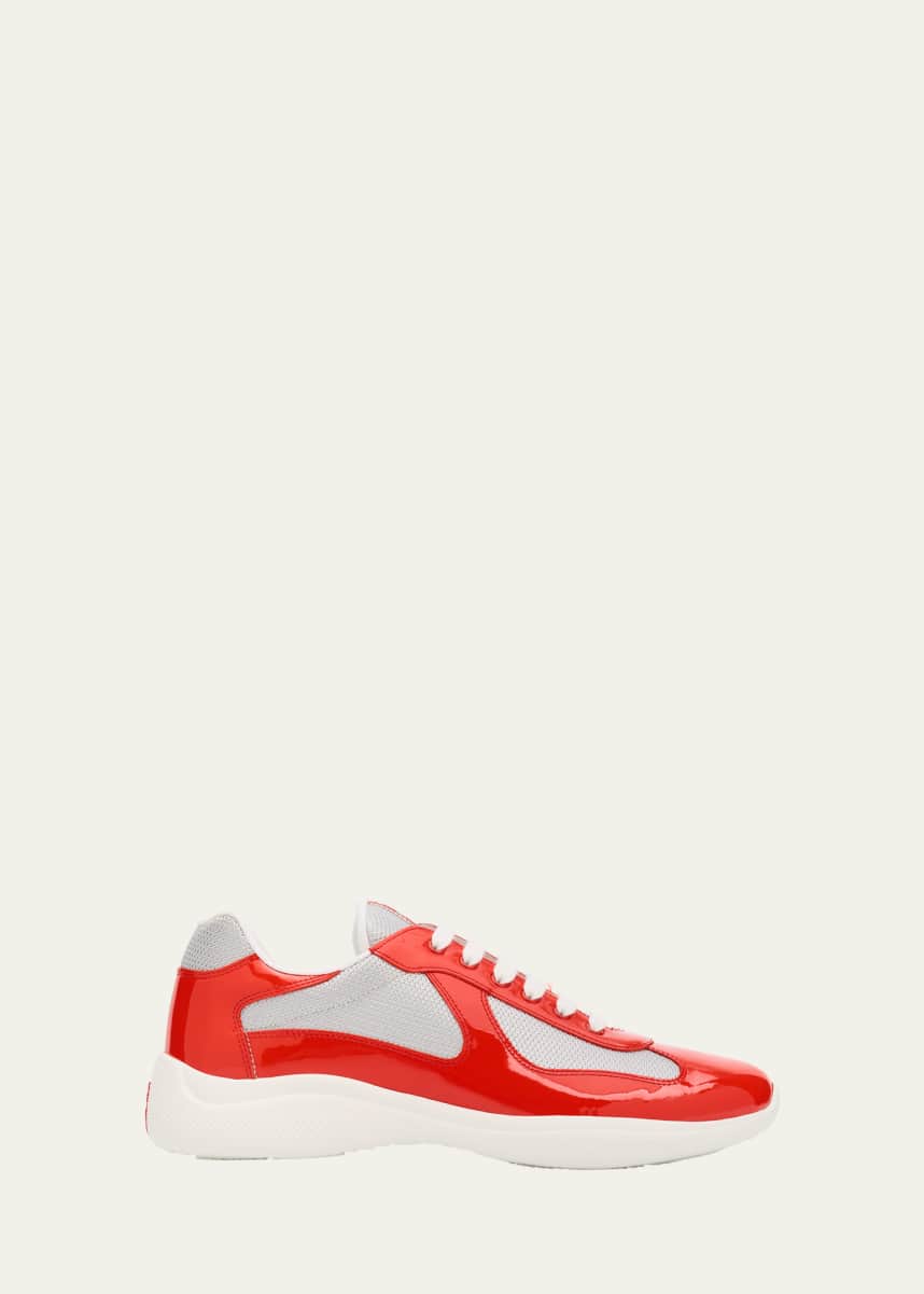 Prada Men's America's Cup Patent Leather Patchwork Sneakers