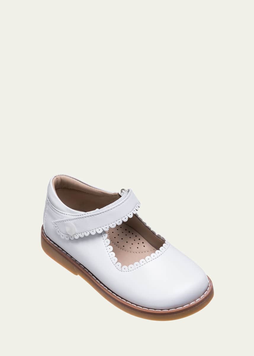 Elephantito Girl's Scalloped Leather Mary Jane, Toddler/Kids