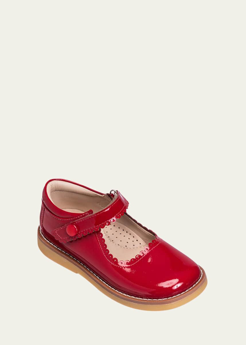 Elephantito Girl's Scalloped Leather Mary Janes, Toddler