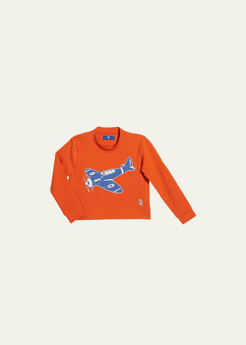 Stefano Ricci Boys' Airplane Patch Long-Sleeve T-Shirt, Size 4-16