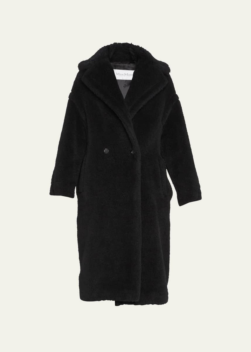 Max Mara Alpaca-Silk Teddy Knit Coat, Black