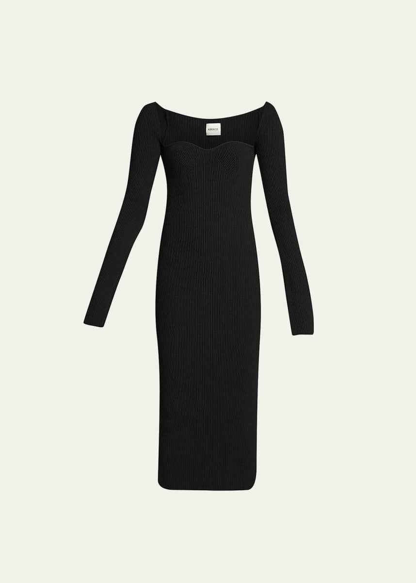 Khaite Beth Long-Sleeve Bustier Dress