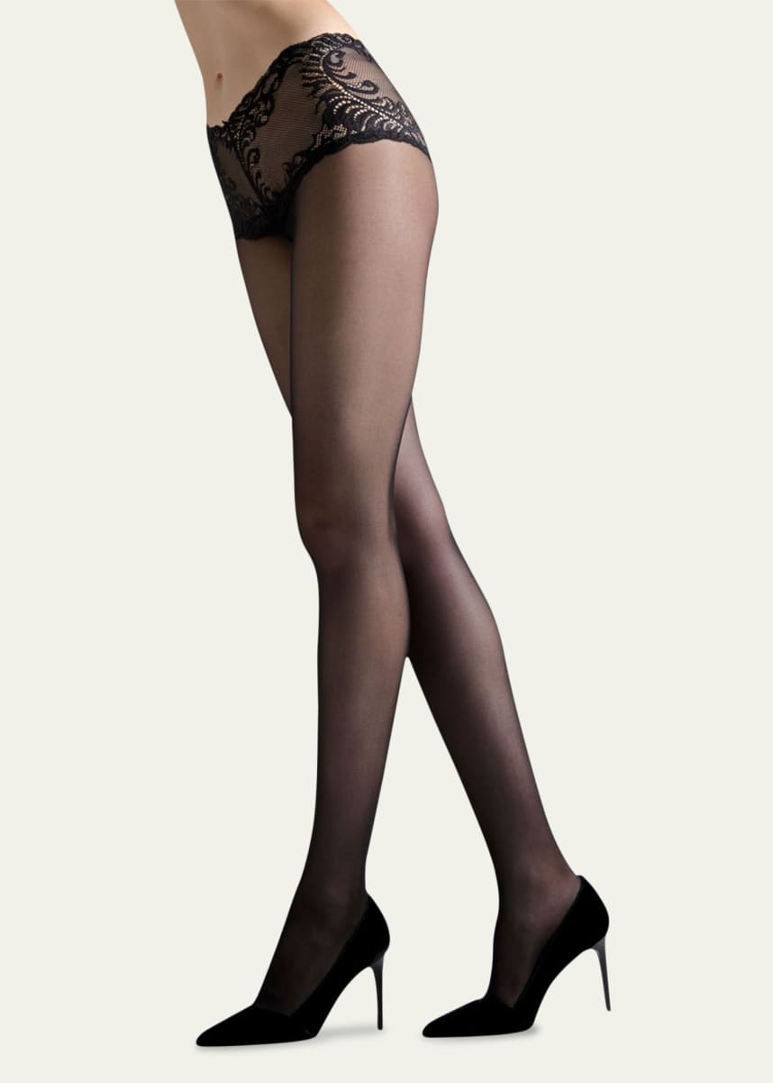 Natori 2-Pack Feathers Lace-Top Tights