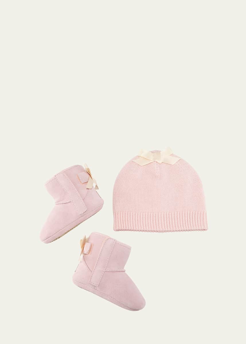 UGG Girl's Jesse Bow II Suede Boots with Beanie Hat, Baby