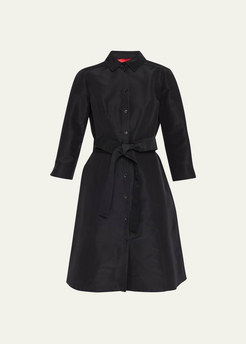 Carolina Herrera Faille 3/4-Sleeve Shirtdress