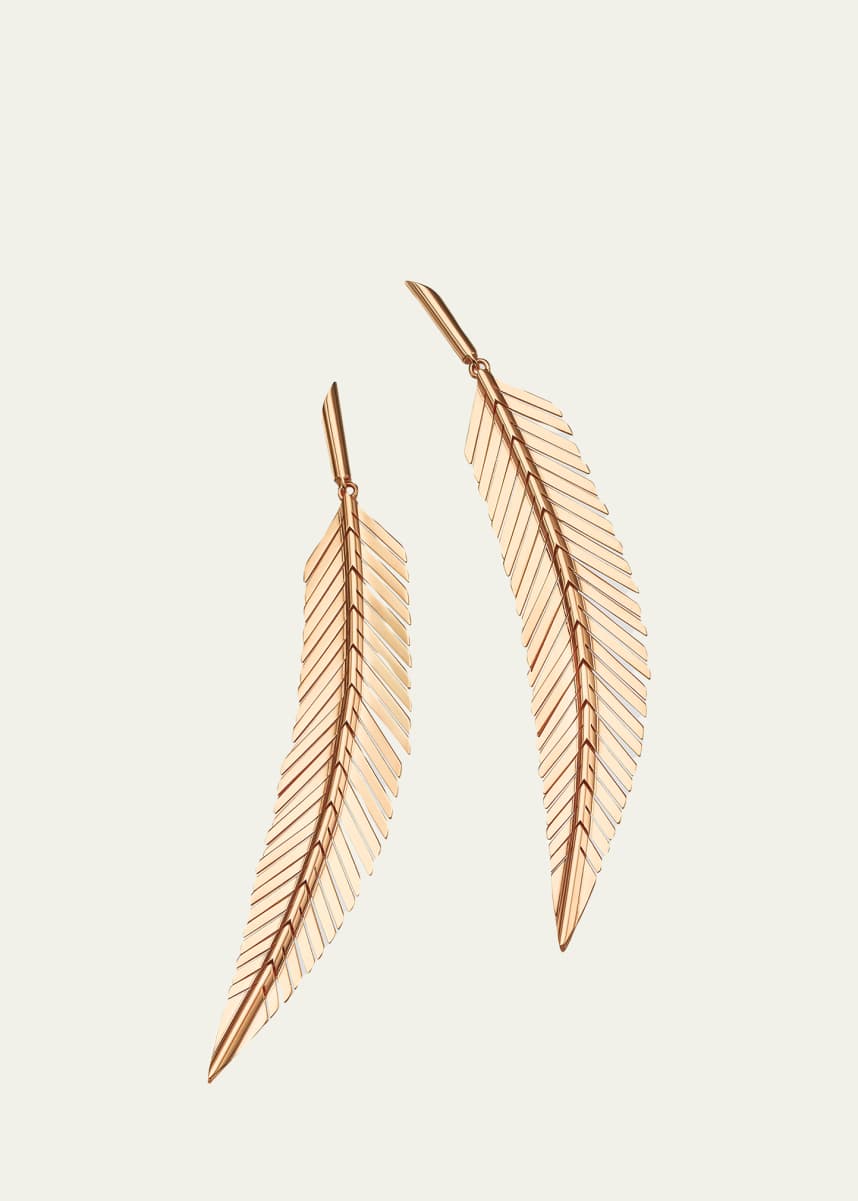 CADAR 18k Rose Gold Medium Feather Drop Earrings