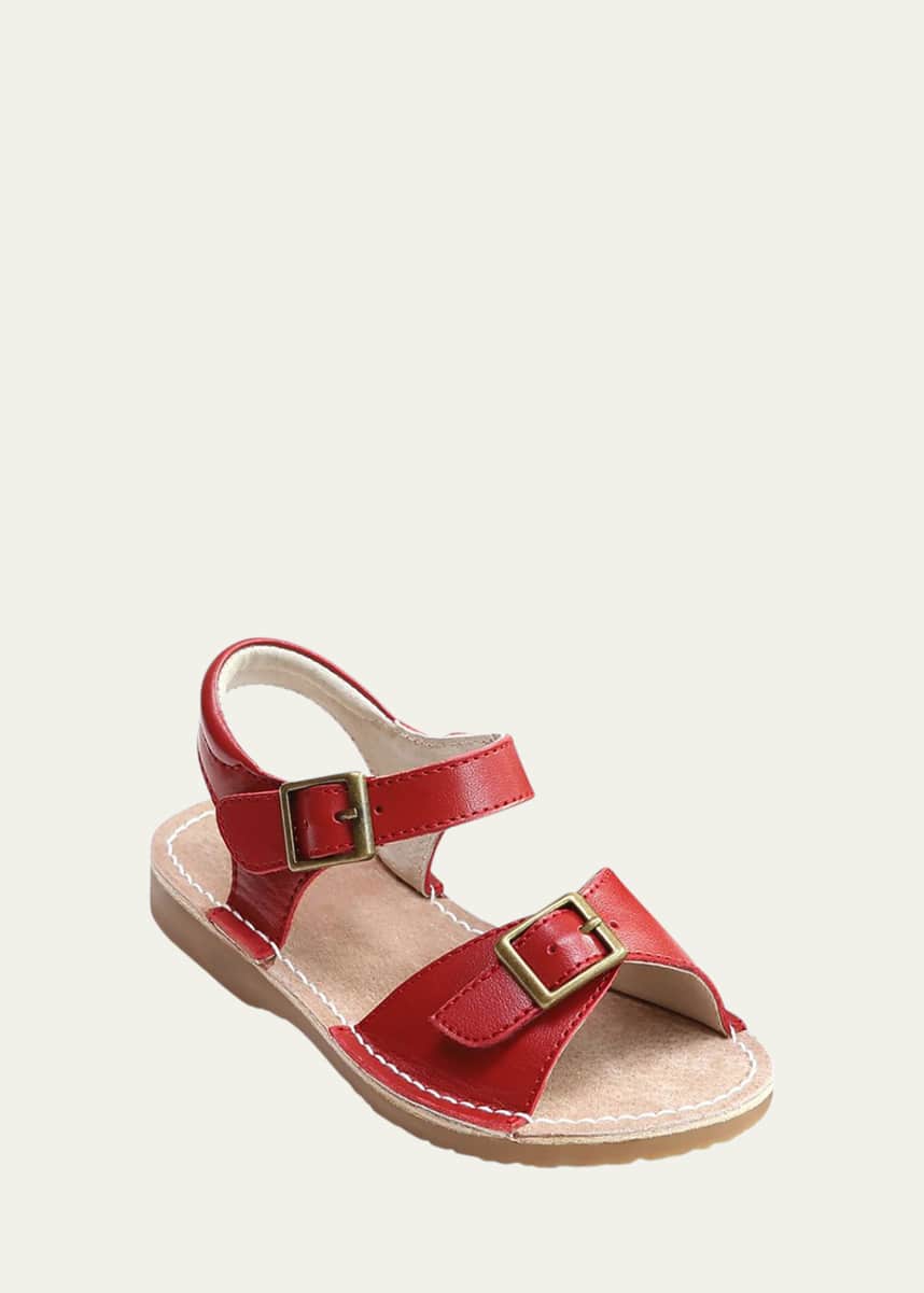L'Amour Shoes Girl's Olivia Leather Buckle Open-Toe Sandal, Toddler/Kids
