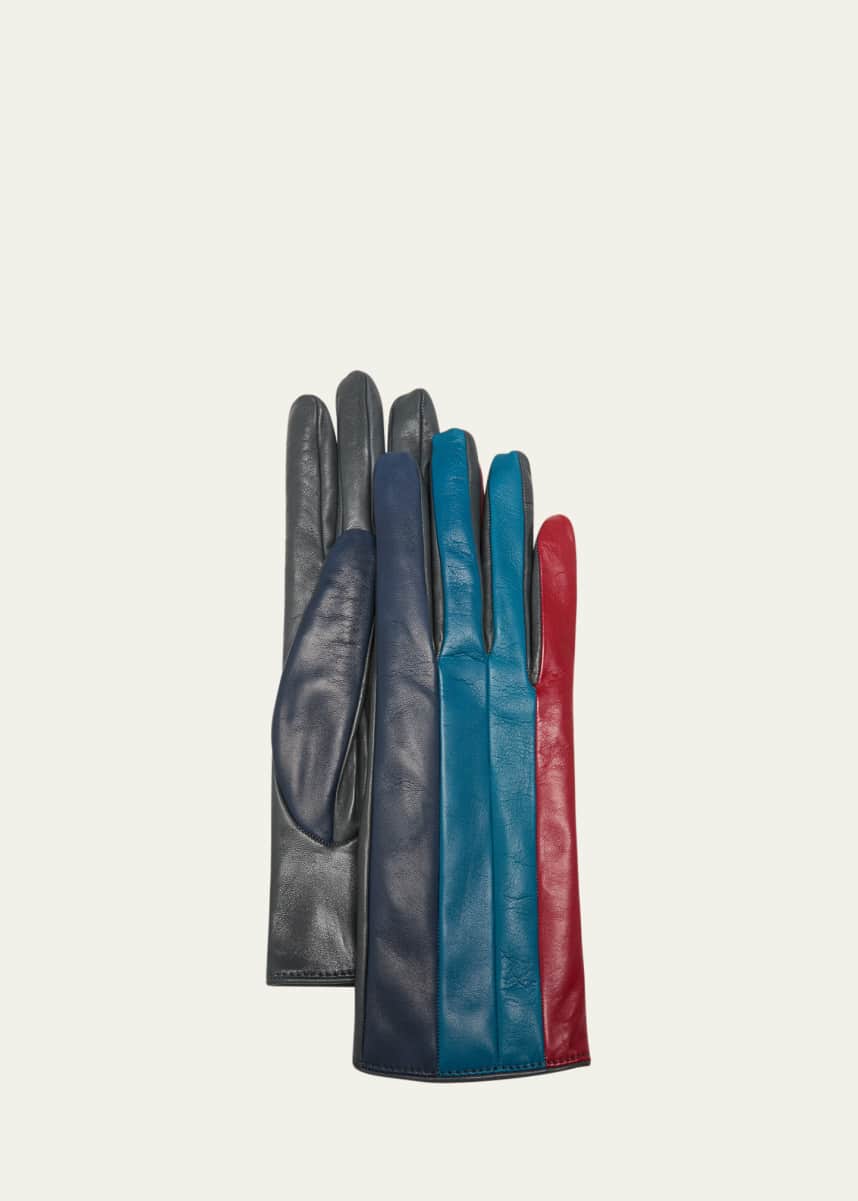 Guanti Giglio Fiorentino Colorblock Striped Leather & Cashmere Gloves