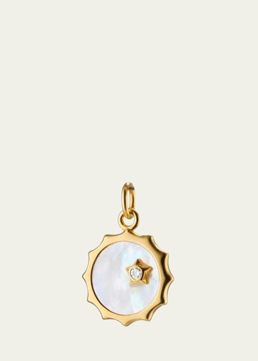 Monica Rich Kosann 18K Yellow Gold Sun Shaped Pendant With White Mop And Accent Star Bezel Set Diamond