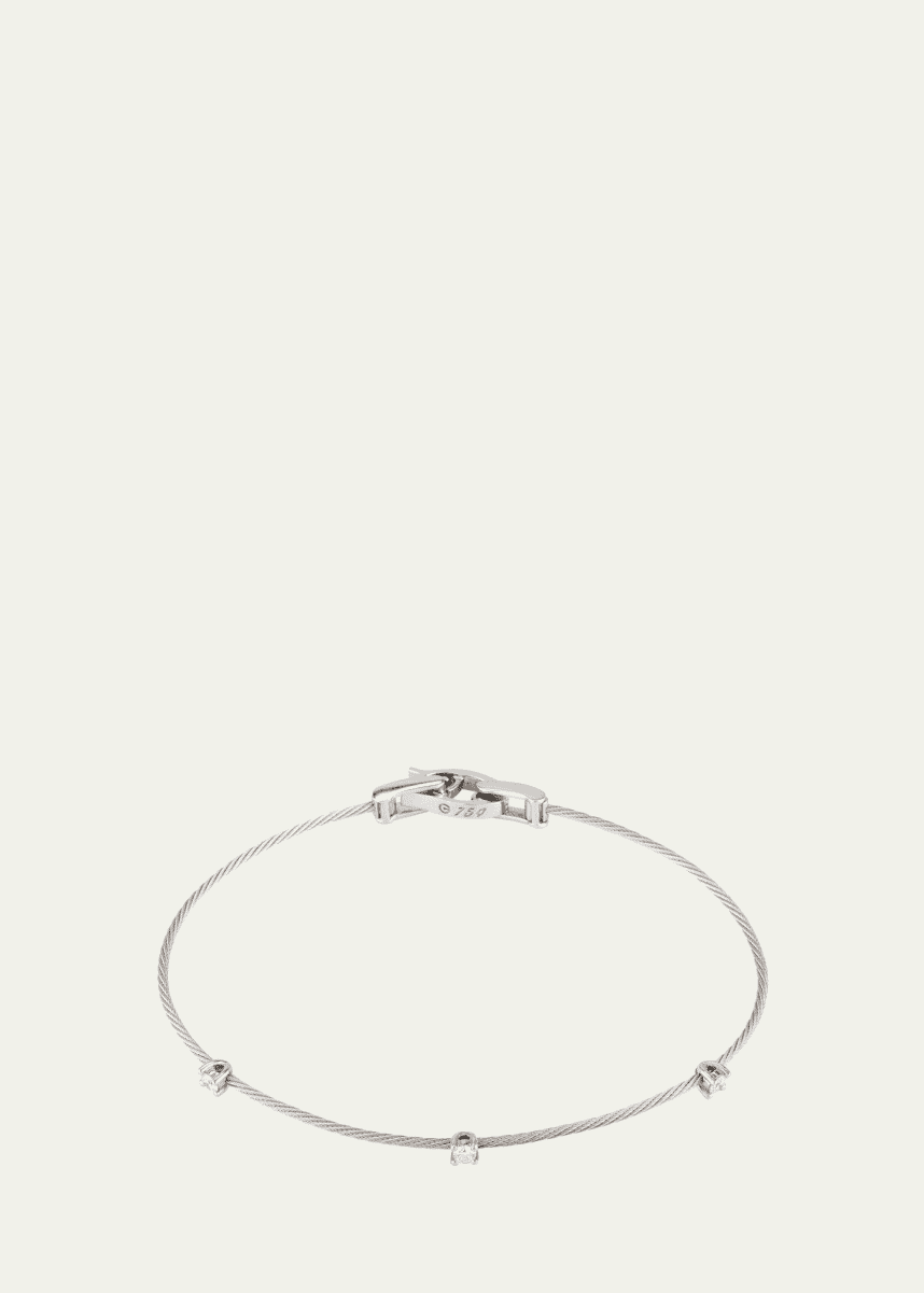 Paul Morelli 18k White Gold Three-Diamond Bracelet, 0.18 TCW