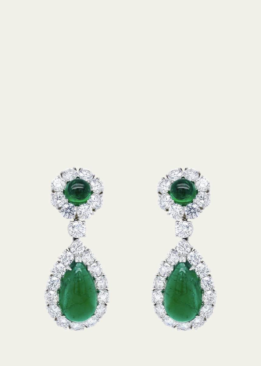 Bayco Platnium Emerald and Diamond Earrings