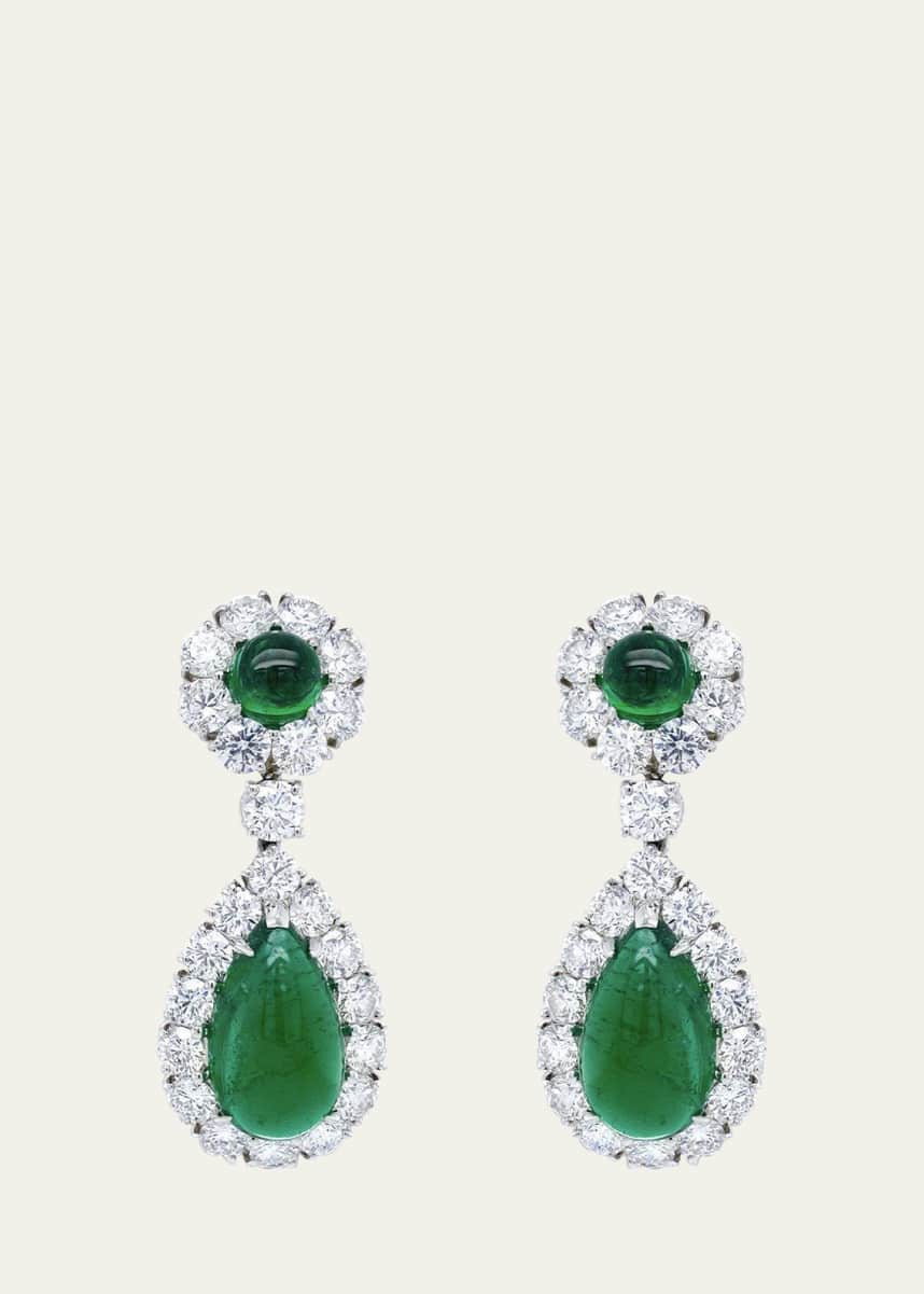 Bayco Platnium Emerald and Diamond Earrings