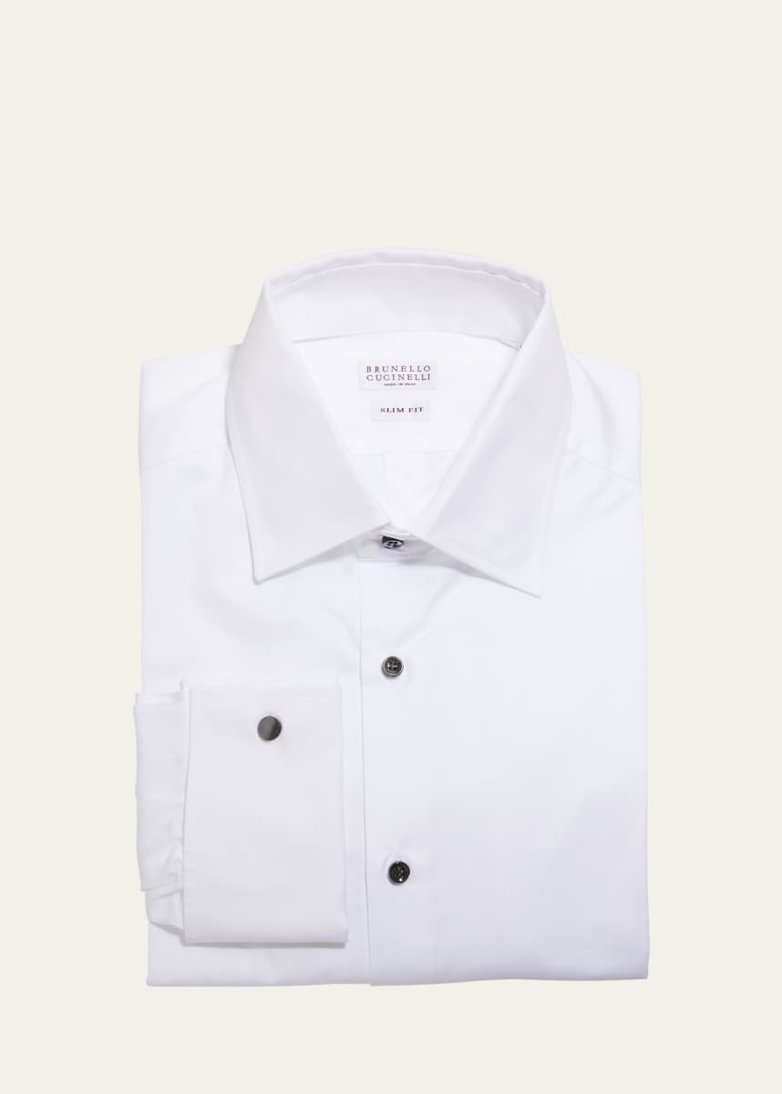 Brunello Cucinelli Men's French-Cuff Tuxedo Dress Shirt