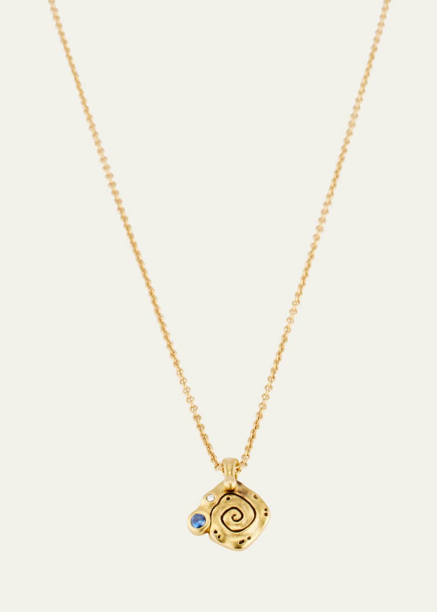 Alex Sepkus Floral 18K Gold, Sapphire and Diamond Pendant