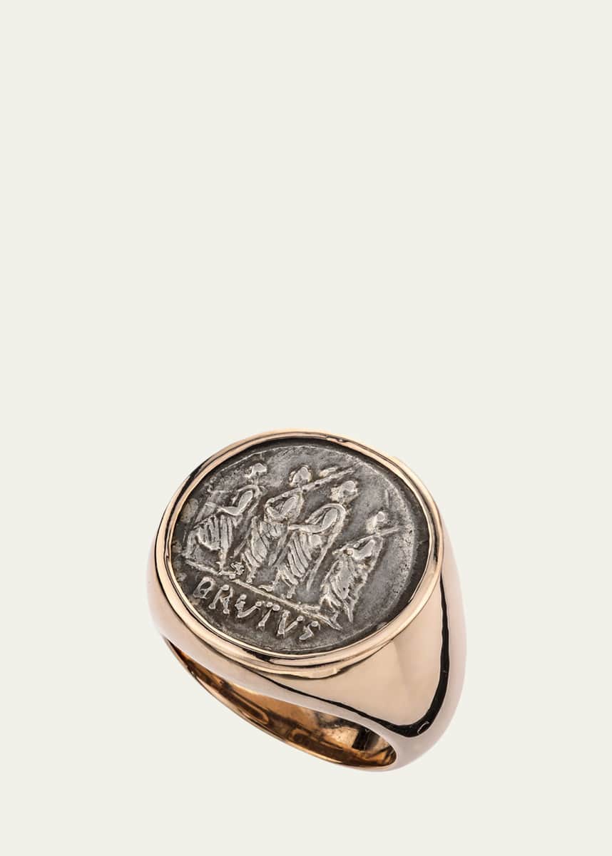 Jorge Adeler Men's 18k Rose Gold Ancient Coin Signet Ring