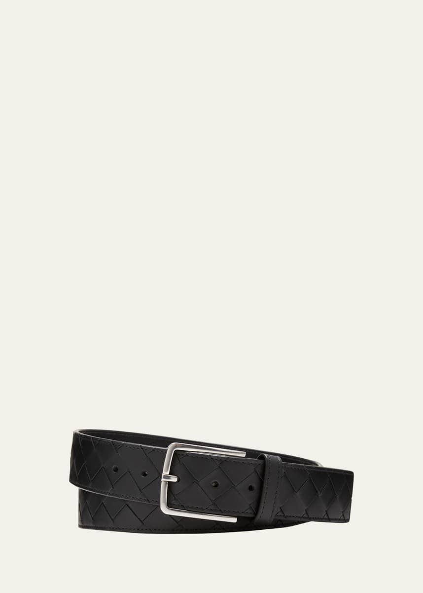 Bottega Veneta Men's Cintura Intrecciato Leather Belt