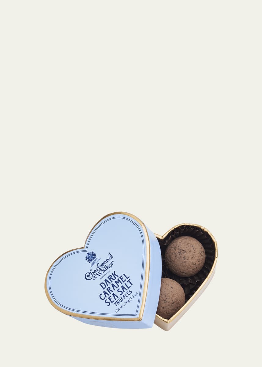 Charbonnel Et Walker Blue Heart Box Sea Salt Dark Caramel Truffles