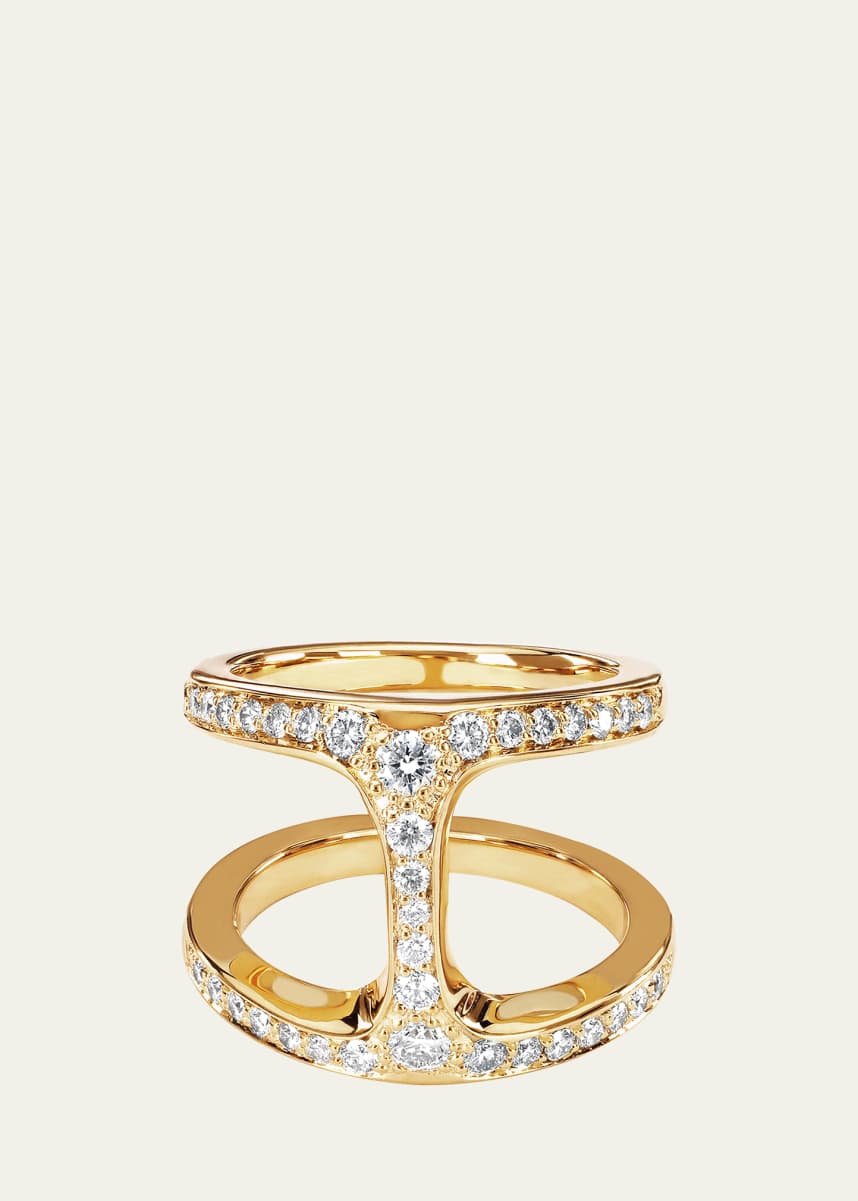 Hoorsenbuhs Dame Phantom Ring with Diamonds and 18k Yellow Gold, Size 6-8