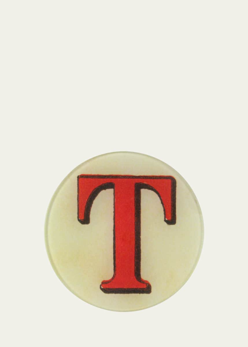 John Derian Red Letter T Decorative Plate