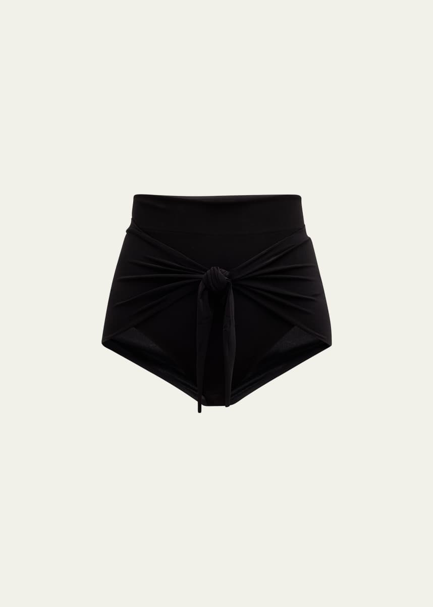 Norma Kamali Diaper Tie-Front High-Waist Bikini Bottom