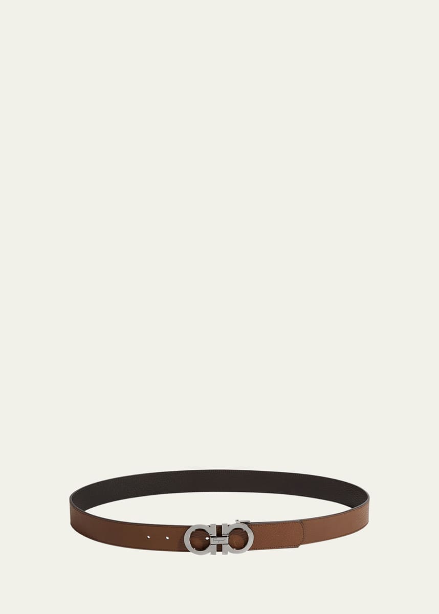 Ferragamo Men's Reversible Leather Gancini Belt